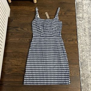 NWT J. Crew Blue and White Checked Dress